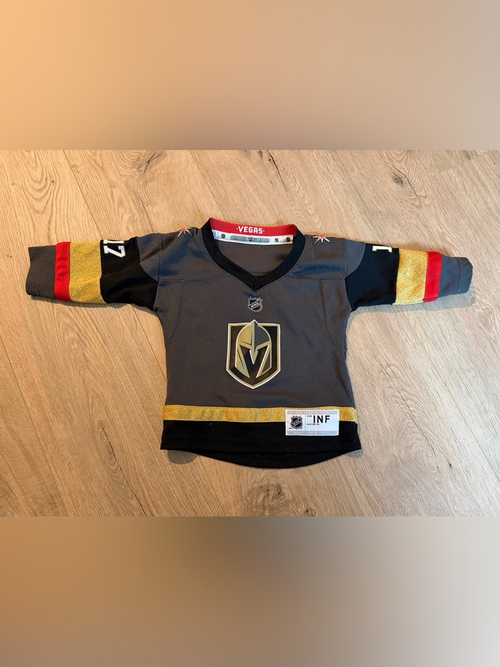 NHL Vegas Golden Knights Infant Jersey Gray Gold Black 12/24M